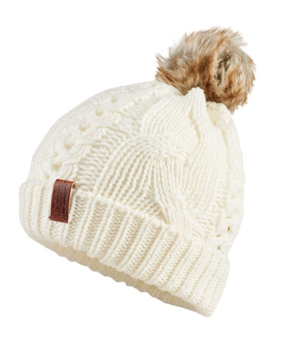 Shop Superdry North Cable Bobble Hat In Cream