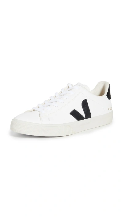 Shop Veja Campo Chromefree Leather Sneakers In White/black