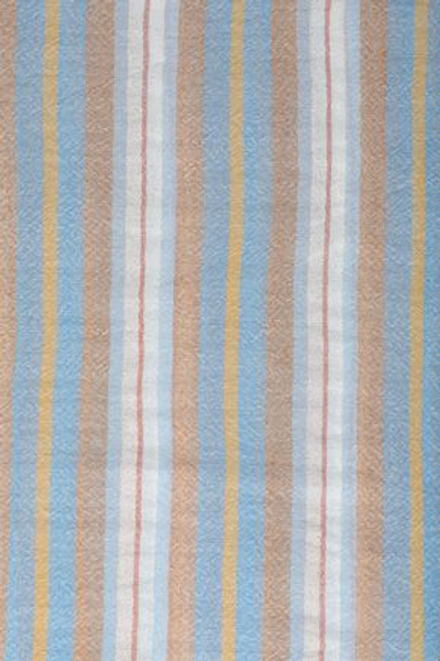 Shop Chan Luu Striped Cashmere And Silk-blend Scarf In Sky Blue