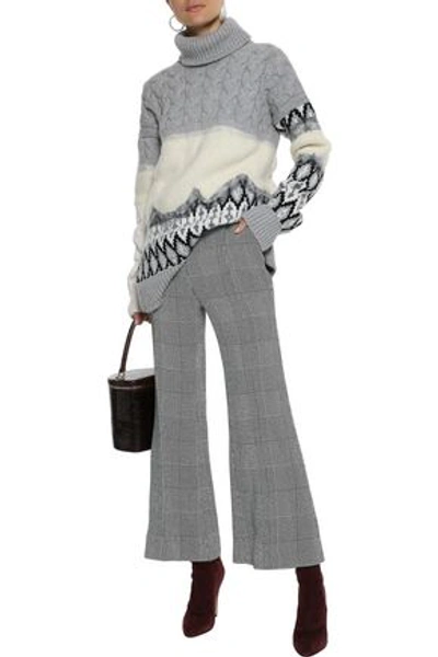 Shop Prabal Gurung Dégradé Cable-knit Wool Turtleneck Sweater In Gray