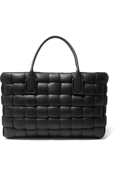 Shop Bottega Veneta Cabas Medium Intrecciato Padded Leather Tote In Black