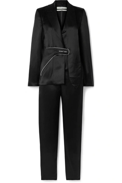 Shop Off-white Layered Satin-twill Jumpsuit In Black