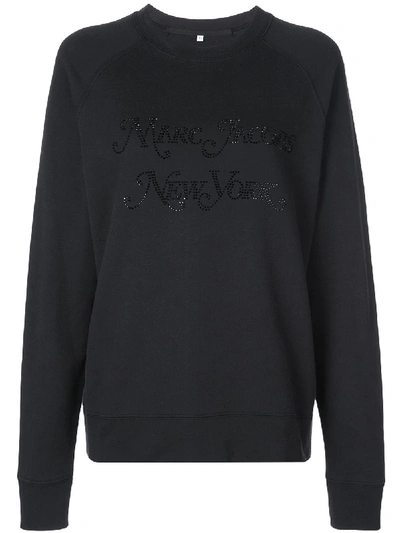 Shop Marc Jacobs Rhinestone Logo Sweatshirt In Black