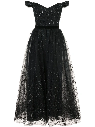 Shop Marchesa Notte Draped Corseted Sequin-embellished Gown In Black