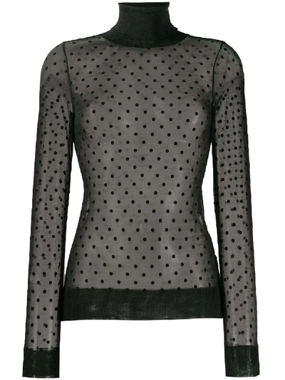 Shop Victoria Beckham Polka Dot Sheer Top In Black