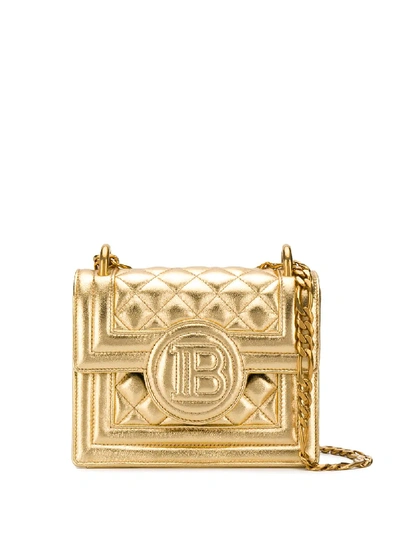 Shop Balmain B-bag 18 Quilted Crossbody Bag In Gold