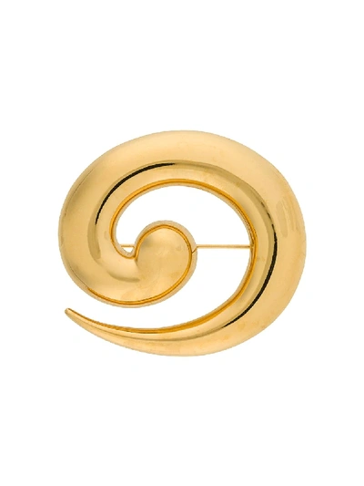 Pre-owned Monet 1980s Swirl Brooch In Gold