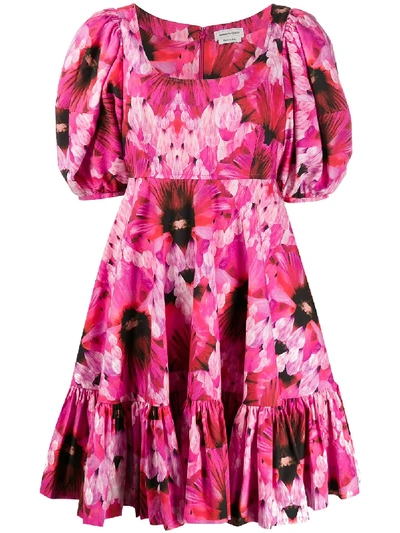 Shop Alexander Mcqueen Abstract Floral Print Dress In Pink