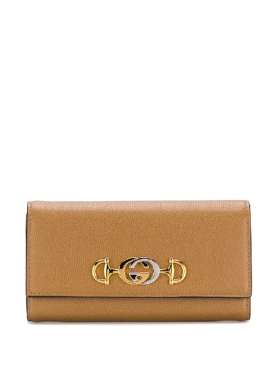 Shop Gucci 'zumi' Portemonnaie In 棕色