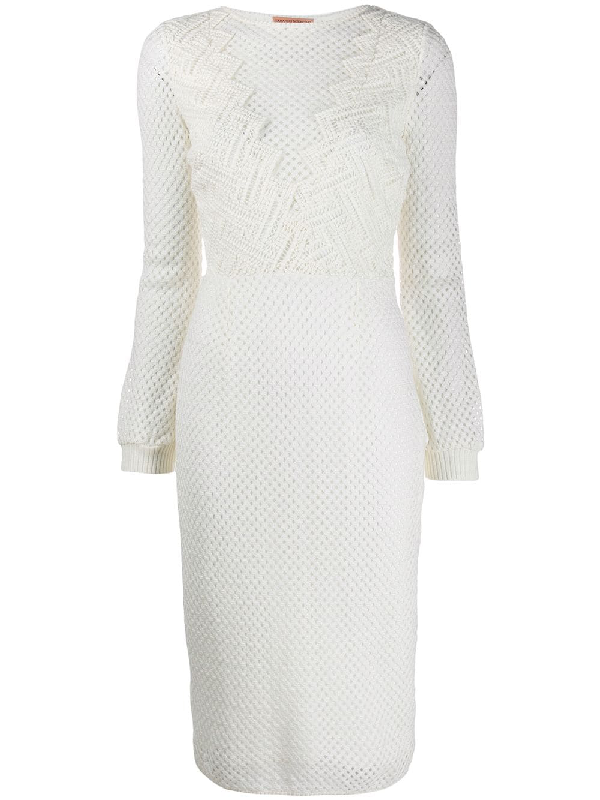 Ermanno Scervino Crochet Midi Dress In White | ModeSens