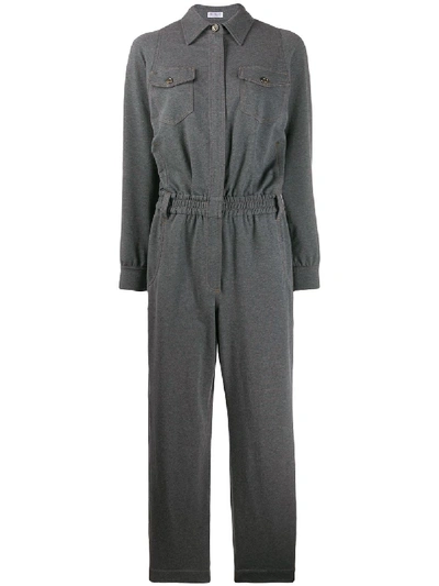 Shop Brunello Cucinelli Jersey Jumpsuit In Grey