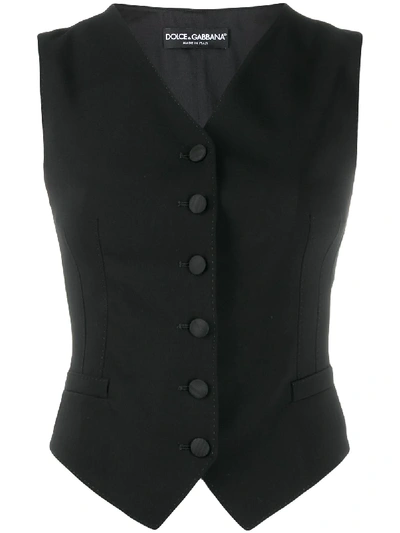 Shop Dolce & Gabbana Geknöpfte Weste Mit V-ausschnitt In Black