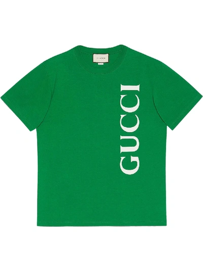 Shop Gucci Logo Oversized T-shirt In Green