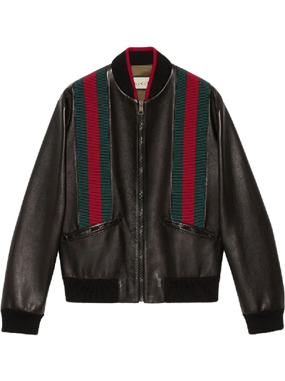 Shop Gucci Web Stripe Bomber Jacket In Black