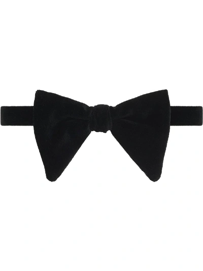 Shop Gucci Velvet Bow Tie In Black