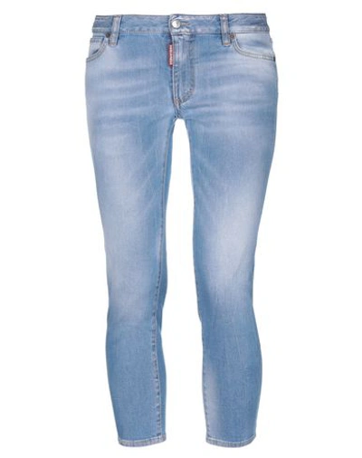 Shop Dsquared2 Woman Denim Cropped Blue Size 8 Cotton, Elastane