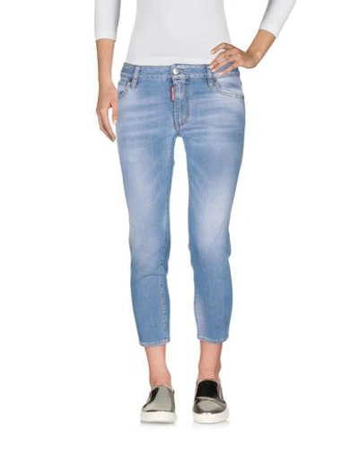 Shop Dsquared2 Woman Denim Cropped Blue Size 8 Cotton, Elastane