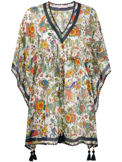 Shop Tory Burch Cotton Silk Blend Kaftan In Multicolor