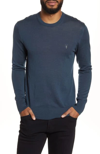 Shop Allsaints Mode Slim Fit Merino Wool Sweater In Teal Blue Mark