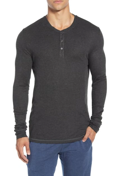 Shop Tommy John Ribbed Long Sleeve Henley In Charcoal Heather