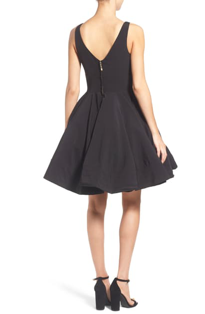 mac duggal fit & flare party dress