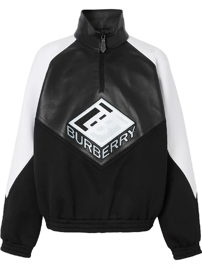 Shop Burberry Logo Graphic Funnel Neck Track Top In Black