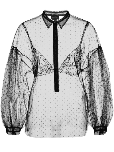 Giambattista Valli Sheer Lace Shirt In Black