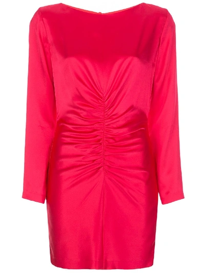 Shop Michelle Mason Rushed Silk Mini Dress In Pink