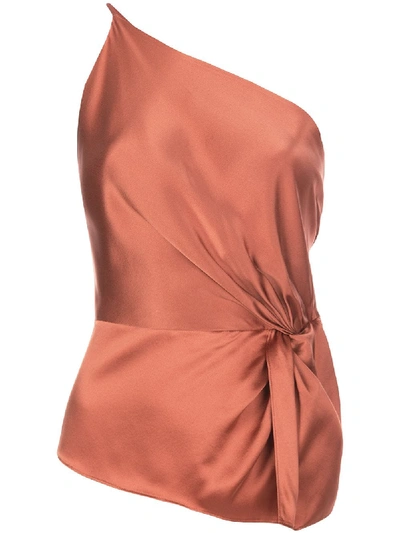 Shop Michelle Mason Twist Knot Silk Top In Pink