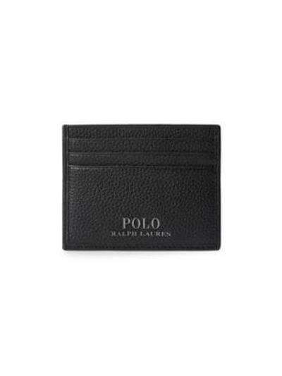 Shop Polo Ralph Lauren Signature Pebble Leather Card Case In Black