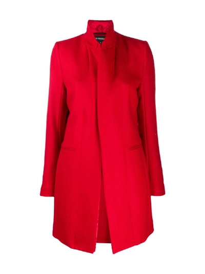 Shop Ann Demeulemeester Fitted Ribbed Knit Coat In Red