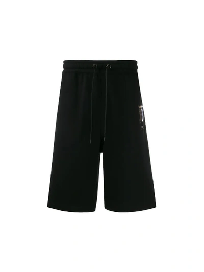 Shop Burberry Embroidered Logo Track Shorts In Black