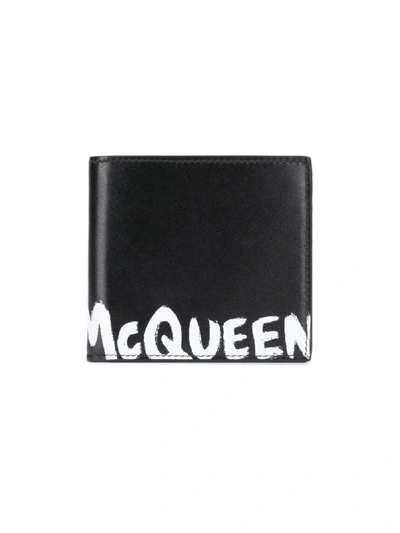 Shop Alexander Mcqueen Logo Print Bi-fold Wallet In Black