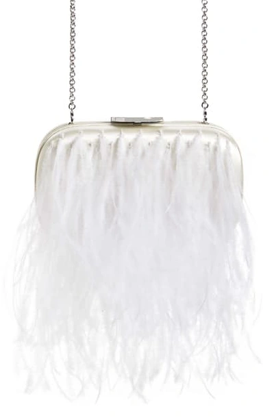 Shop Giambattista Valli Feather Clutch In Black/ Ivory/ Nickel