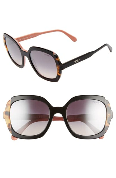 Shop Prada Etiquette 54mm Square Sunglasses In Top Black/ Blue Grad Mirror