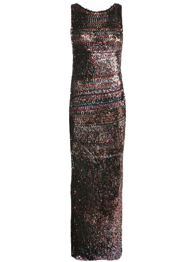 Shop Missoni Sequinned Long Dress In Multicolour