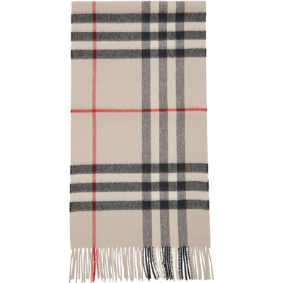 Shop Burberry Beige Cashmere Giant Check Scarf In Stone Check