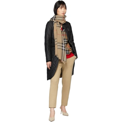 Shop Burberry Beige Reversible Icon Stripe Scarf In Archive Bei