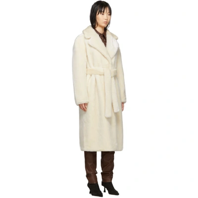 Shop Tibi Off-white Faux-fur Oversized Luxe Coat In Cream