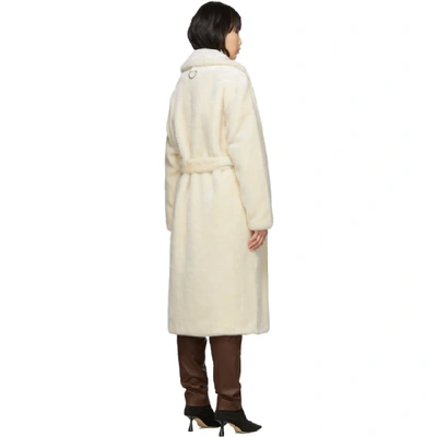 Shop Tibi Off-white Faux-fur Oversized Luxe Coat In Cream