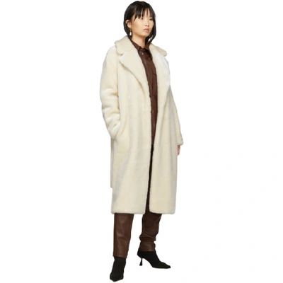 Shop Tibi Off-white Faux-fur Oversized Luxe Coat In Cream