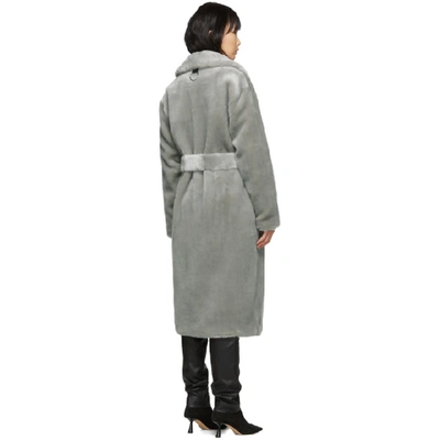 Shop Tibi Grey Faux-fur Oversized Luxe Coat