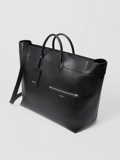 Shop Burberry Leather Holdall In Black