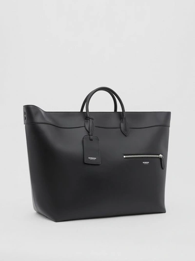 Shop Burberry Leather Holdall In Black