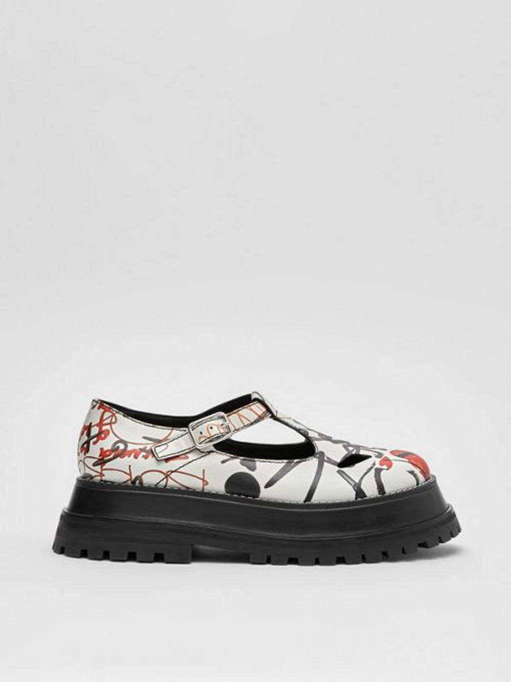 Burberry Graffiti Print Leather T bar Shoes In Nude Graffiti ModeSens