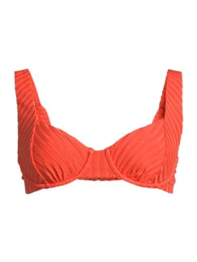Shop Peony Wide Strap Balconette Bikini Top In Tangerine
