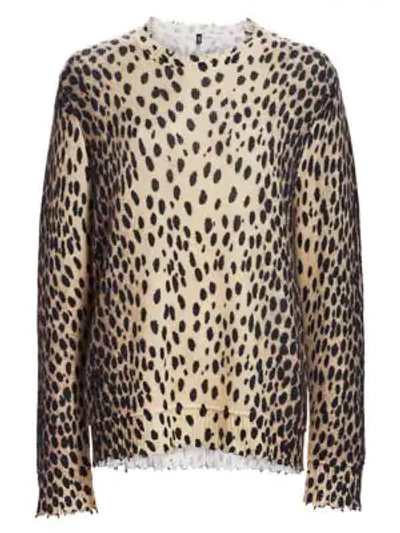 Shop R13 Leopard Print Cashmere Crewneck Sweater In Cheetah