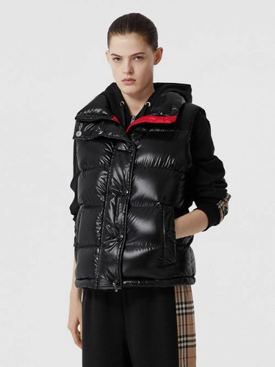 Shop Burberry Logo Graphic Puffer Gilet In Black