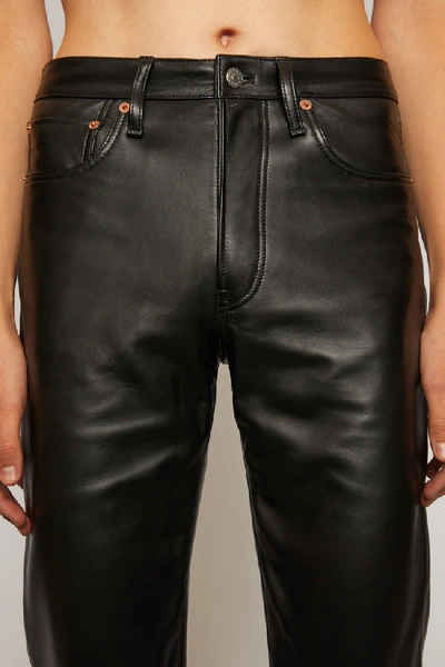 Shop Acne Studios Leather Trousers Black