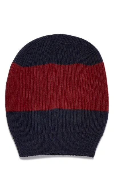 Pre-owned Gucci Navy And Burgundy Wool Beanie